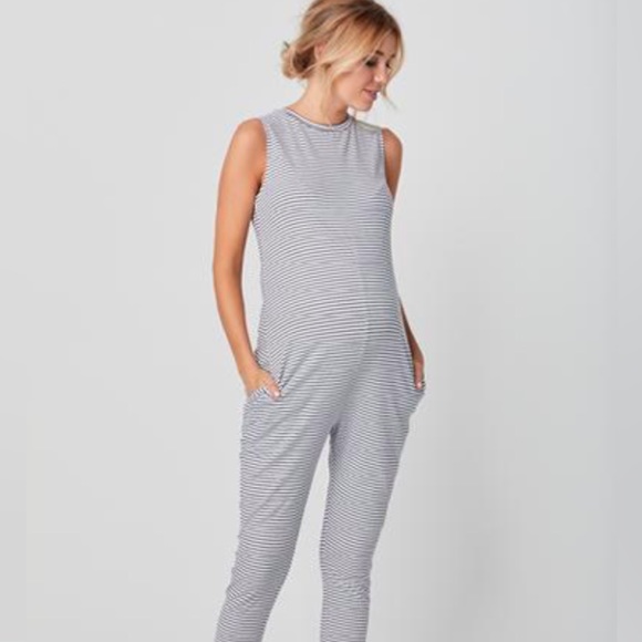 Legoe Mayfair Stripe Maternity Nursing Jumpsuit - Picture 1 of 2